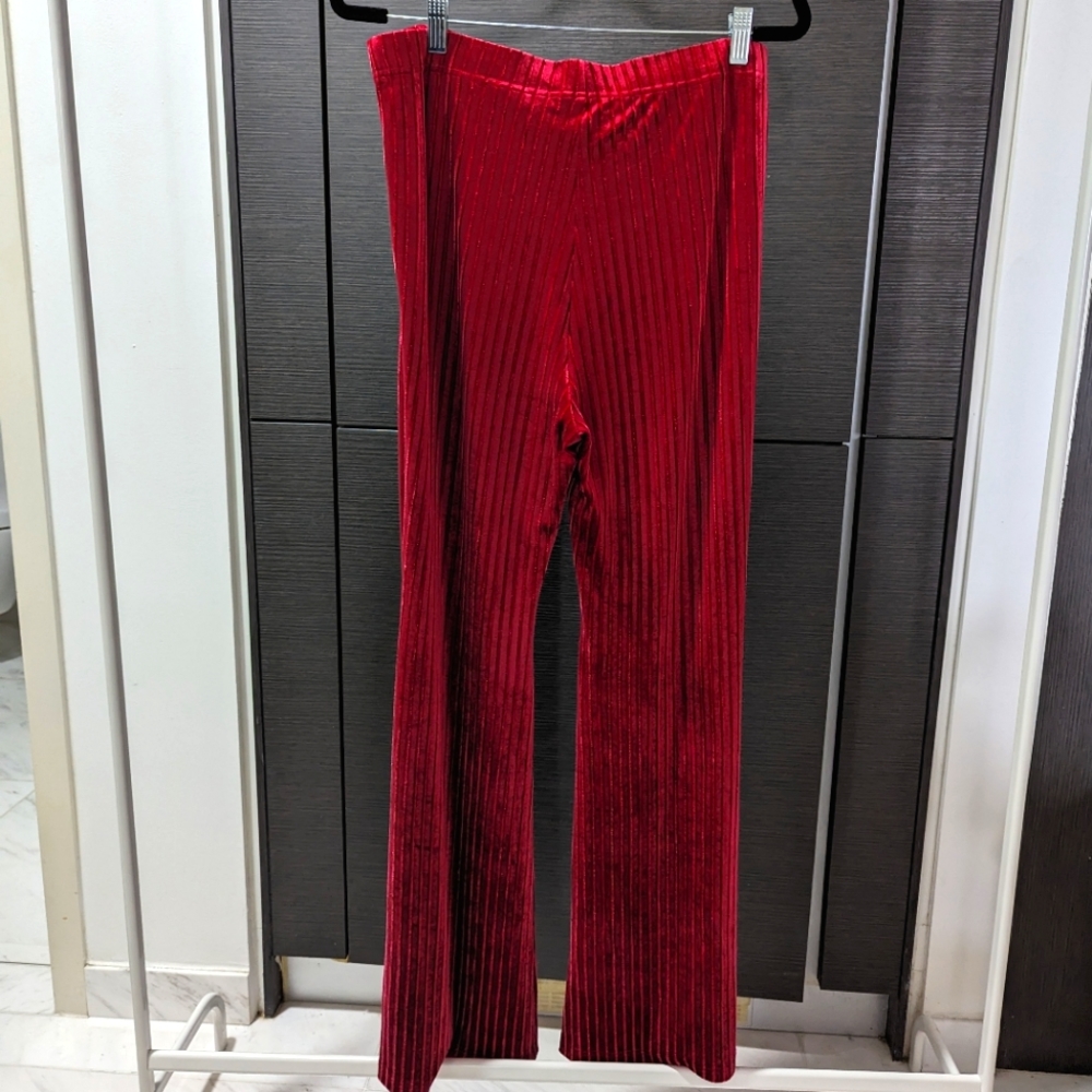 Divided Red Velvet BootCut Pants--Perfect for Valentine's Day!!